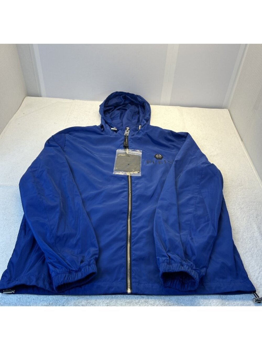 Philipp Plein Couture Electric Blue Nylon Hooded Jacket/Windbreaker Size XXL